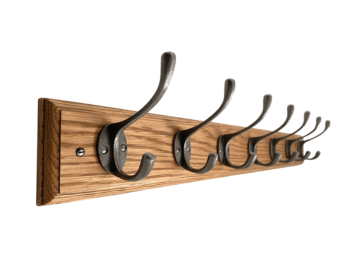 FOWLERS - HANDMADE - Solid OAK coat rack TRADITIONAL style with NATURA