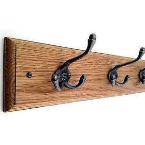 FOWLERS HANDMADE Solid OAK wooden coat rack swivel foldable cast iron hooks