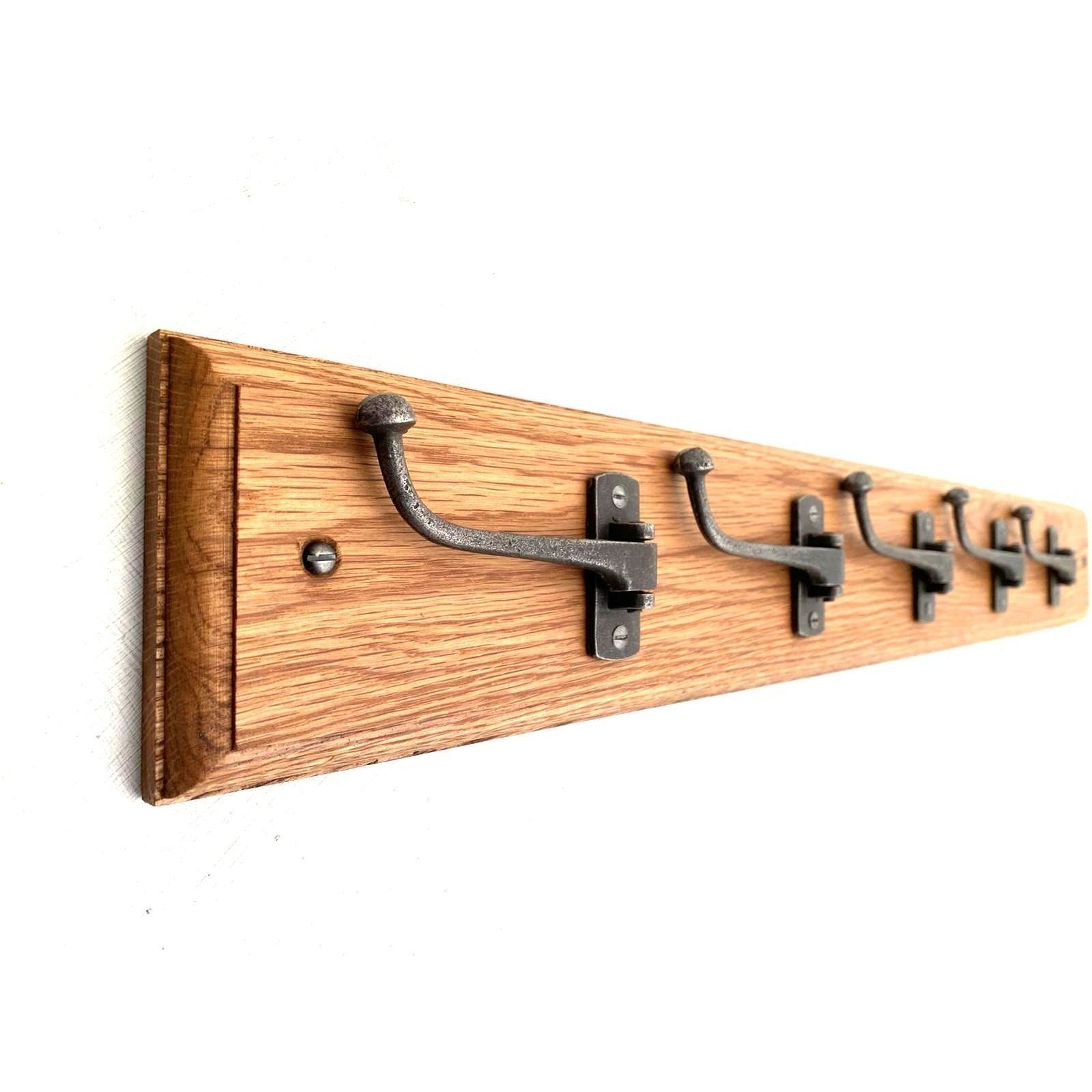 FOWLERS - HANDMADE - Solid OAK coat rack TRADITIONAL style with Antique  finish SOLID BRASS Triple hooks