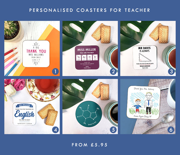Personalised teacher coaster gifts under £10