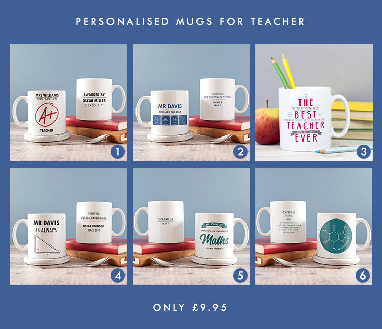 Personalised Teacher Gifts under £10 mugs