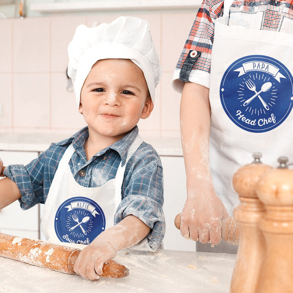 personalised matching daddy and child apron set