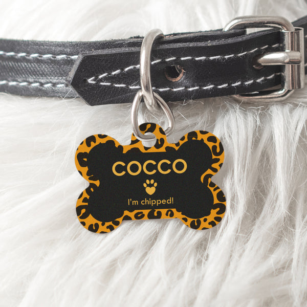 Leopard Print Pet ID Tag for Dogs