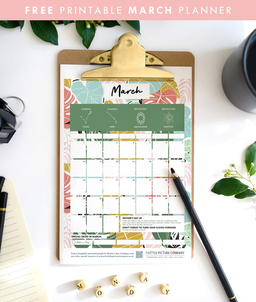 Free March Printable Planner Reusable Calendar