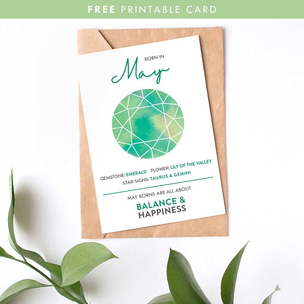 May Birth Month Fun Facts and Gift Guide Free Printable Card