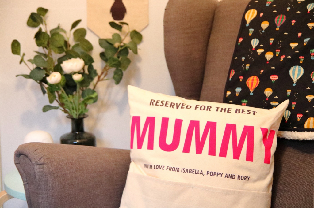 Personalised ‘Reserved for Mummy/Grandma’ Velveteen Pocket Cushion 