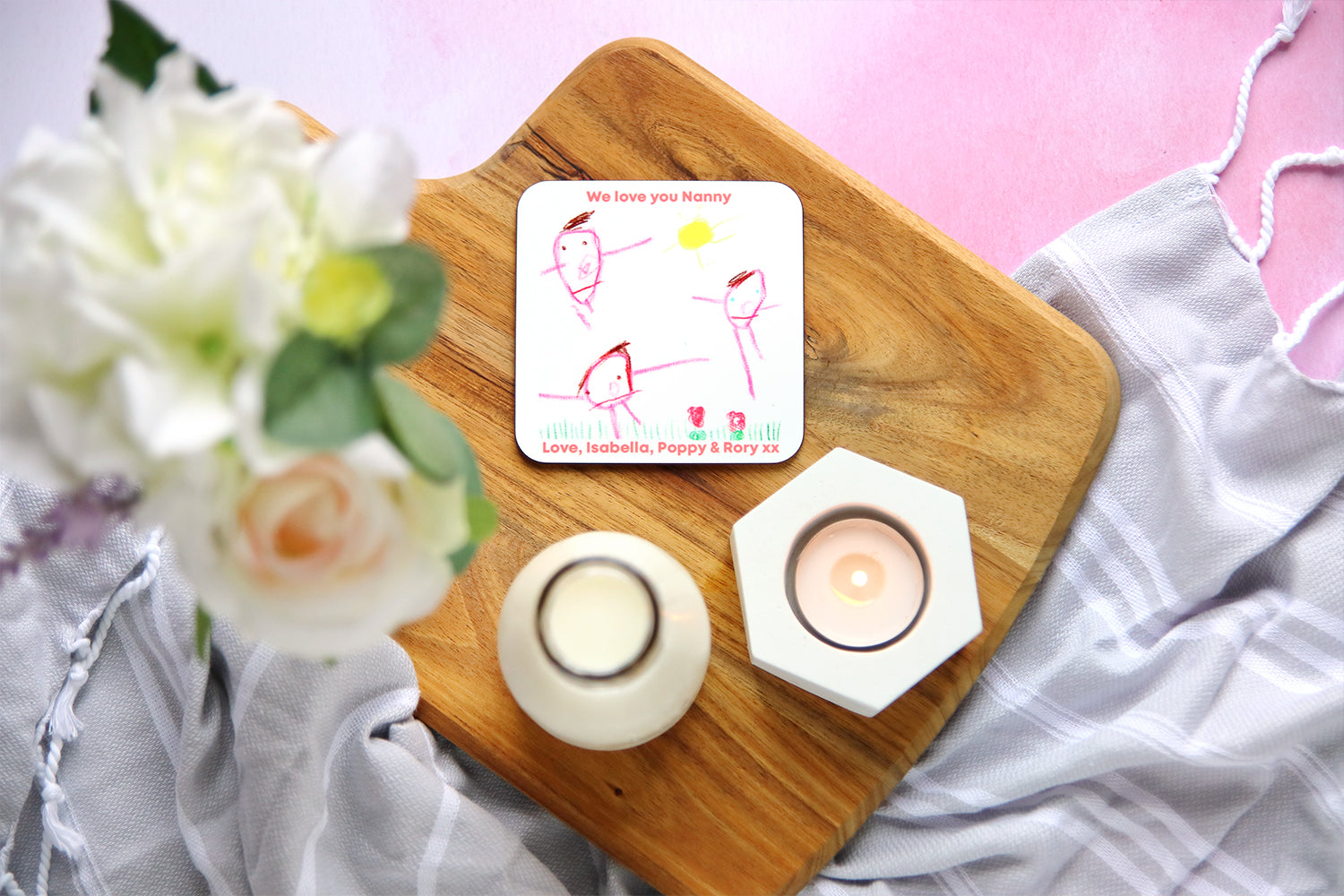 Personalised child's drawing coaster gift