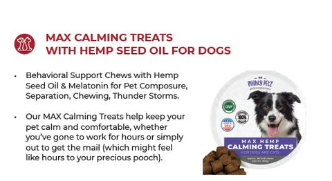 Max Calming treats packaging & product description