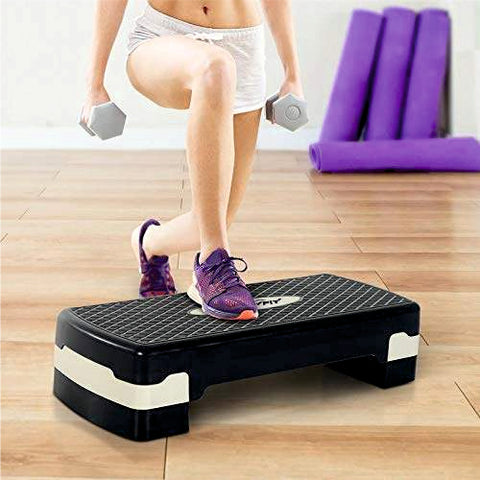 Aerobic Step Platform for Exercise w/Risers,Workout Step Height Adjustable  5-7-9,Fitness Step 450lbs Capacity,Non-slip Exercise Step Deck for