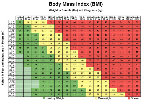 Bmi Chart In Kg And Inches
