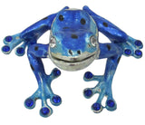 Tree Frog Jeweled Trinket Box with Austrian Crystals, Blue