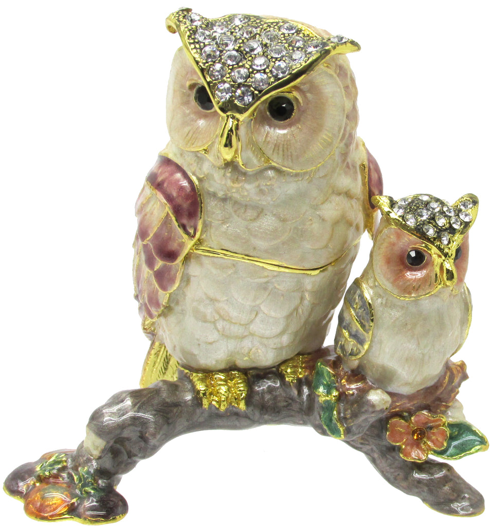 Mama & Baby Owl Trinket Box with SWAROVSKI Crystals.