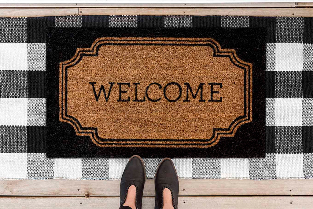 Layered Front Door Mat Trend- Buffalo Check Rug Is All You Need