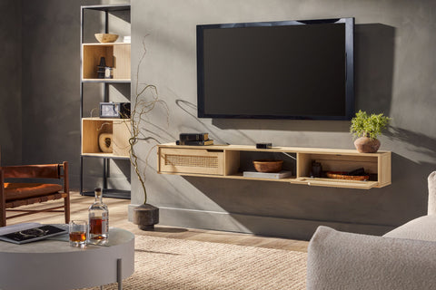 Walker Edison rattan door floating TV stand