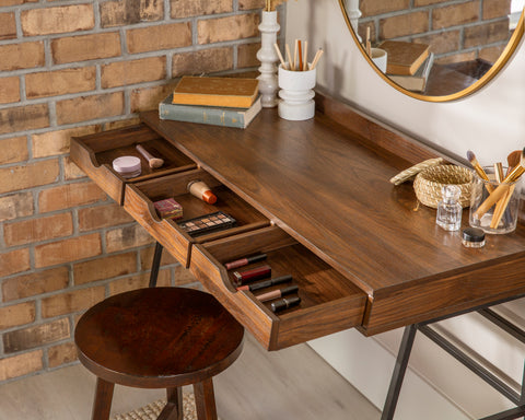 Three-drawer vanity desk