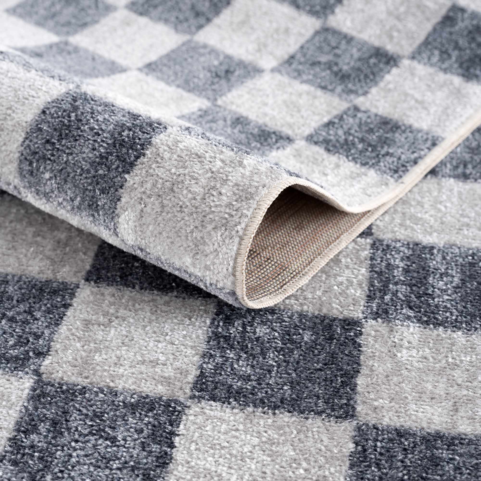 Alie Gray Checkered Washable Area Rug from the Boutique Collection