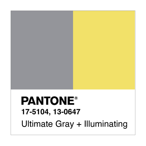 PANTONE® USA  Color Of The Year 2021: PANTONE 17-5104 Ultimate Gray +  PANTONE 13-0647 Illuminating