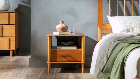 Spindle-Leg Nightstand in Caramel