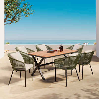 Cologne Modern Solid Wood Slat Top Outdoor Dining Table Walker Edison