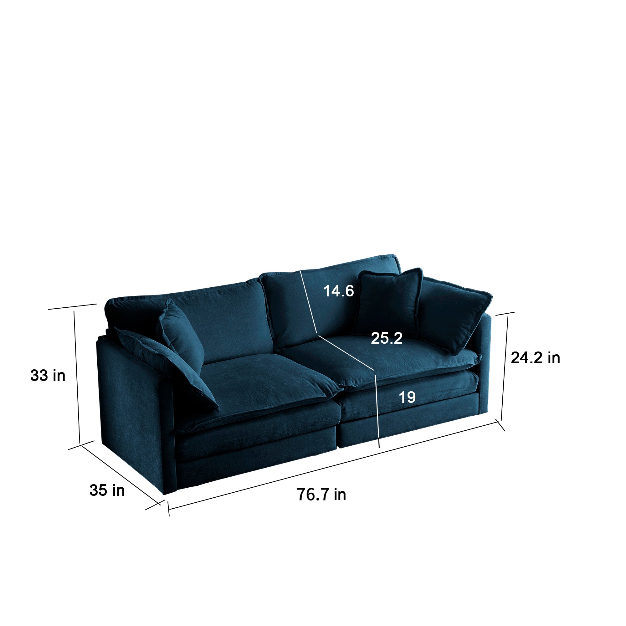 Blue Modern Chenille Cloud Loveseat Sofa by Walker Edison