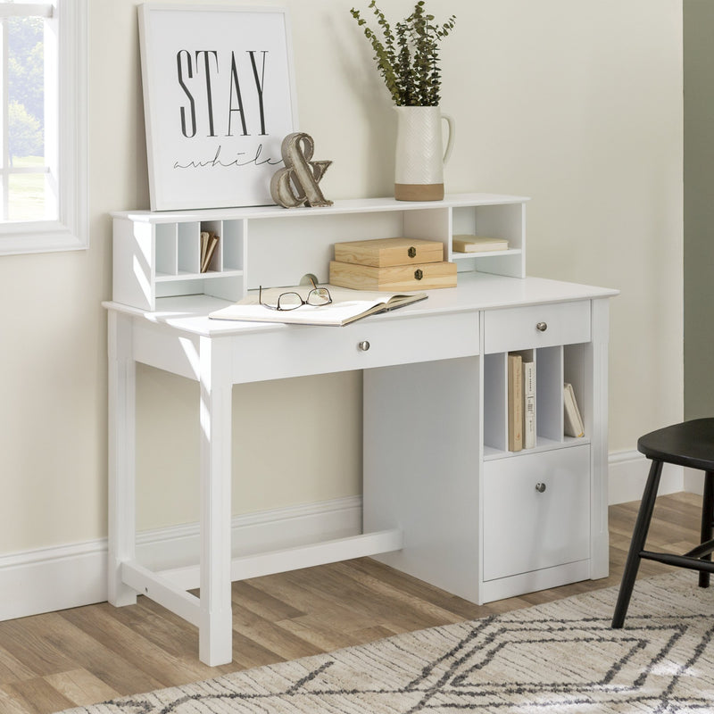 walker edison white desk with hutch