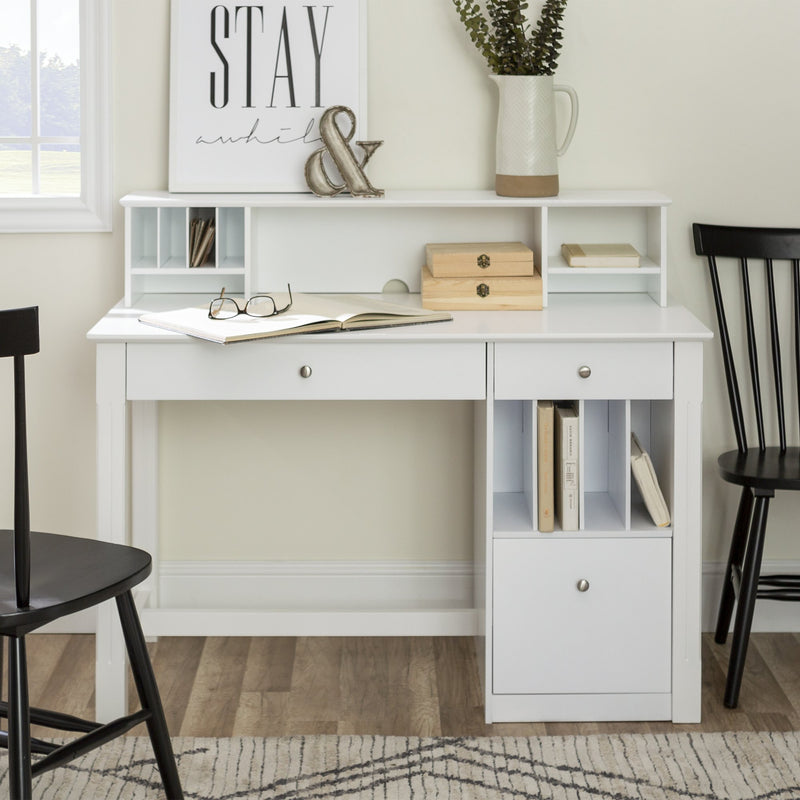 walker edison white desk with hutch