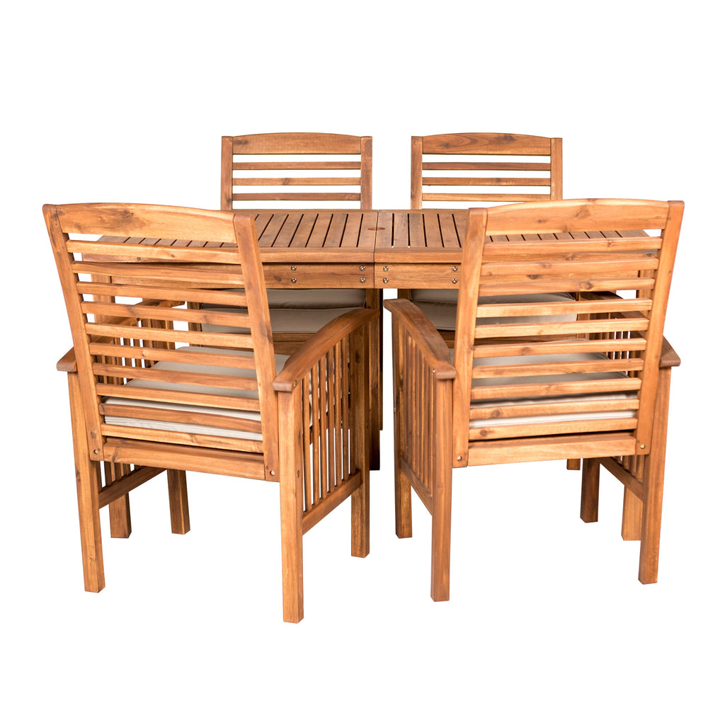 walker edison 5 piece retro modern wood dining set