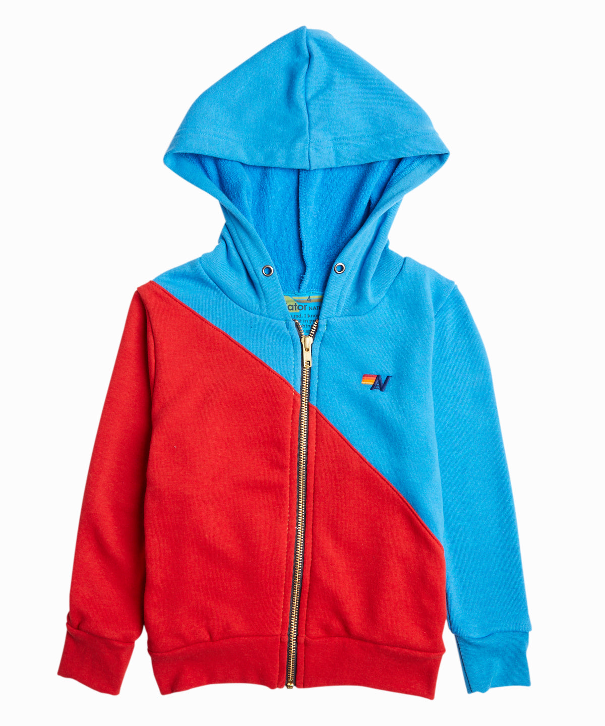 red hooded zip up sweatshirt