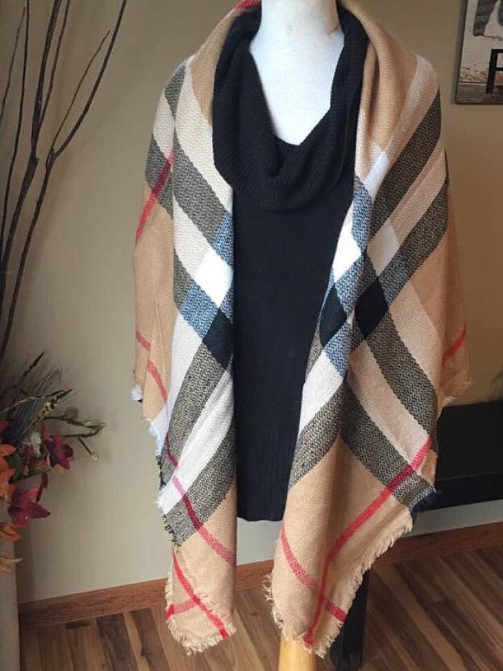 Camel Burberry Inspired Blanket Scarf 