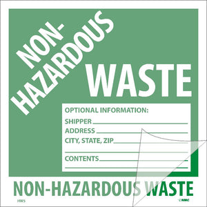 Non-Hazardous Waste Self-Laminating Label