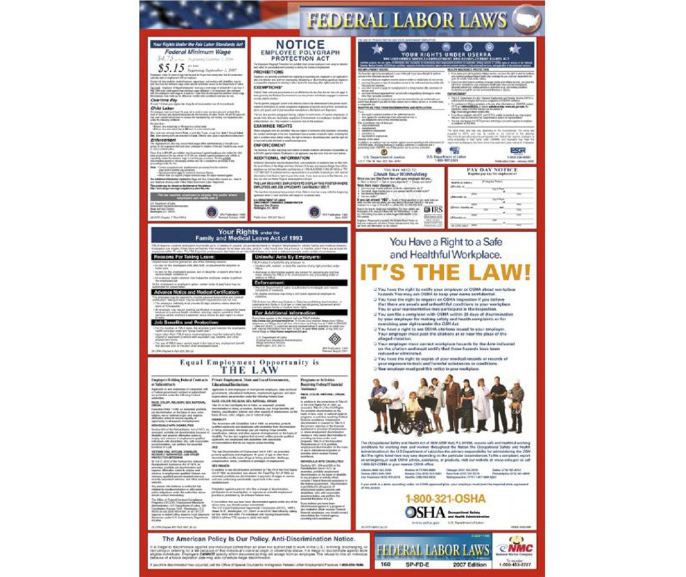 Federal Labor Law Poster Esafety Supplies Inc 7601