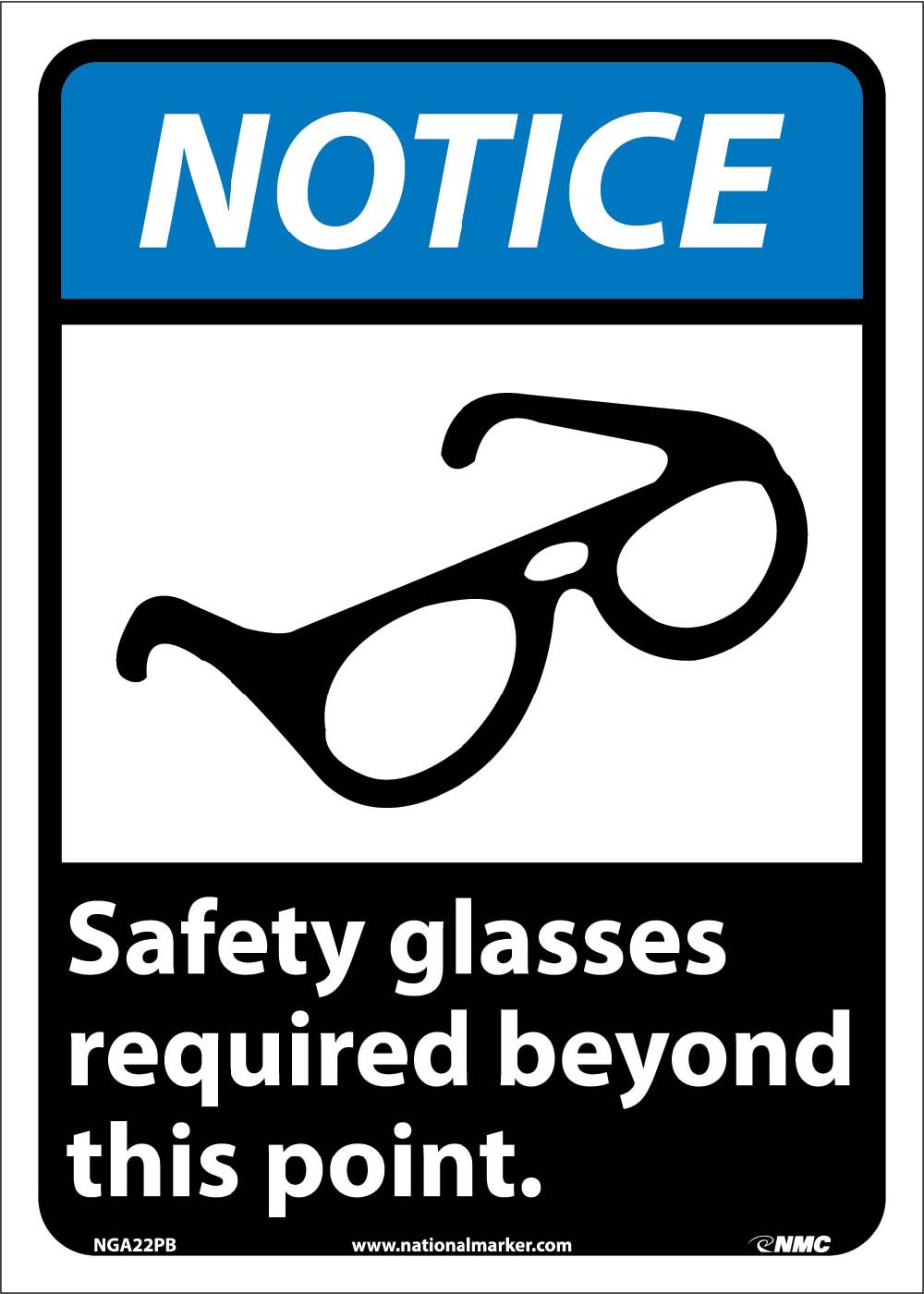 Notice Safety Glasses Required Beyond This Point Sign – eSafety ...