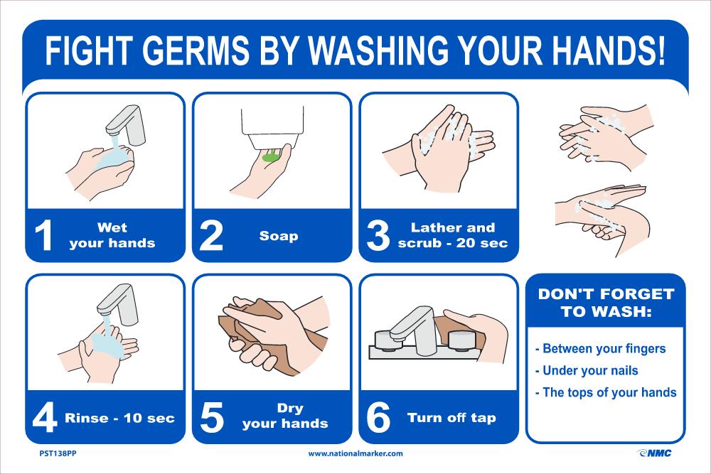 FIGHT GERMS BY WASHING YOUR HANDS POSTER 12