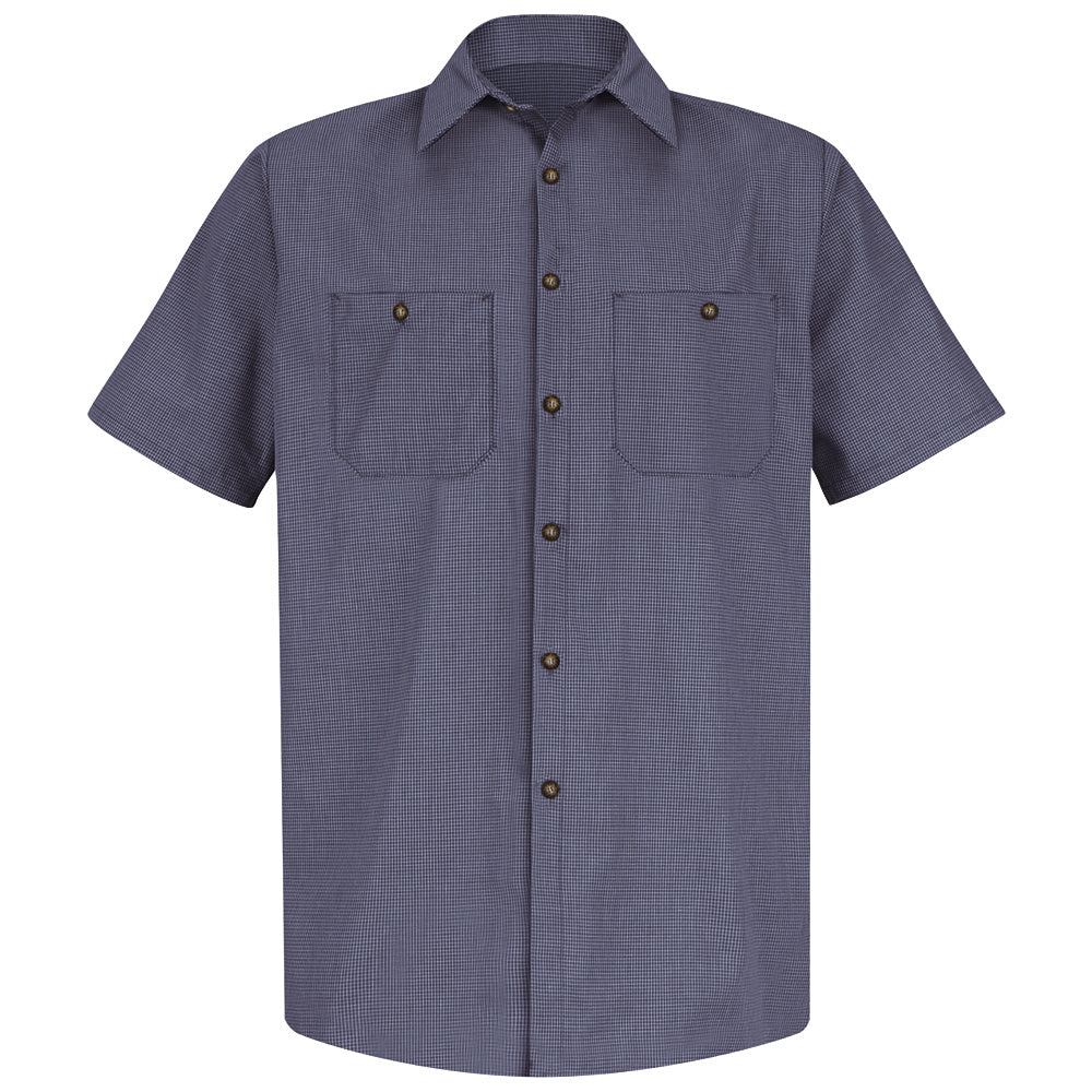 Red Kap Men's Micro-Check Uniform Shirt SP20 - Blue / Charcoal Check