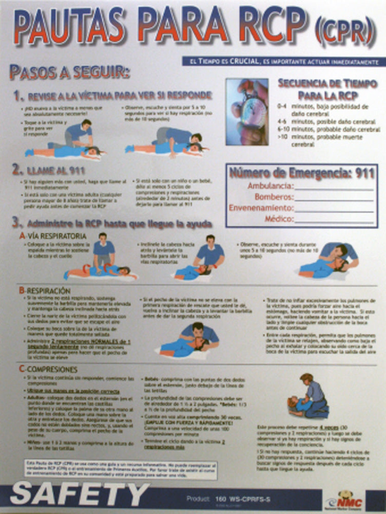 Cpr Guidelines Spanish Poster eSafety Supplies Inc