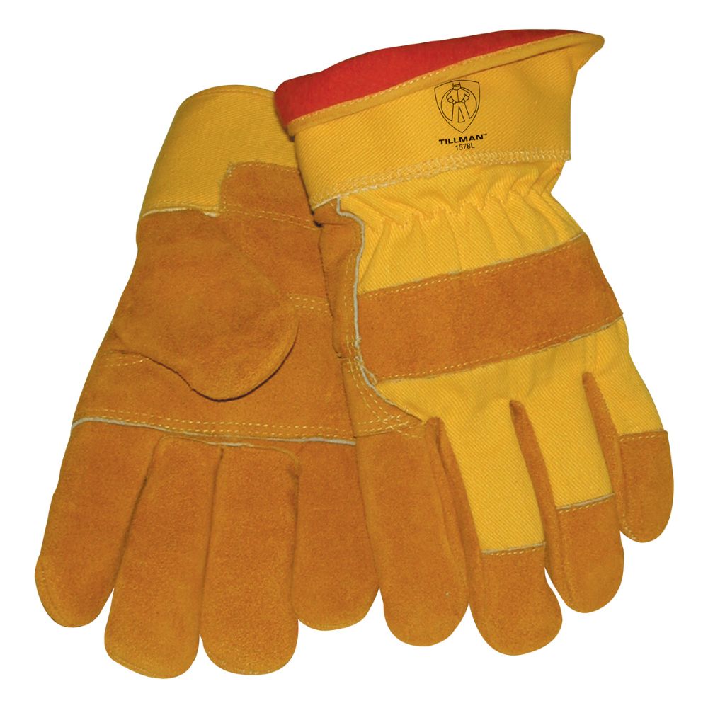 brown cotton work gloves