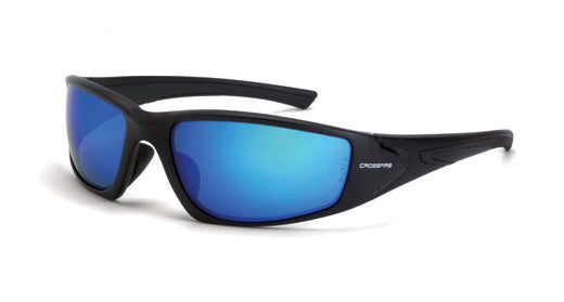 Crossfire Sniper Safety Glasses Black & Emerald Mirror Lens