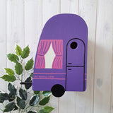 Purple Caravan Bird Box made for TV's Love You Garden with Alan Titchmarsh