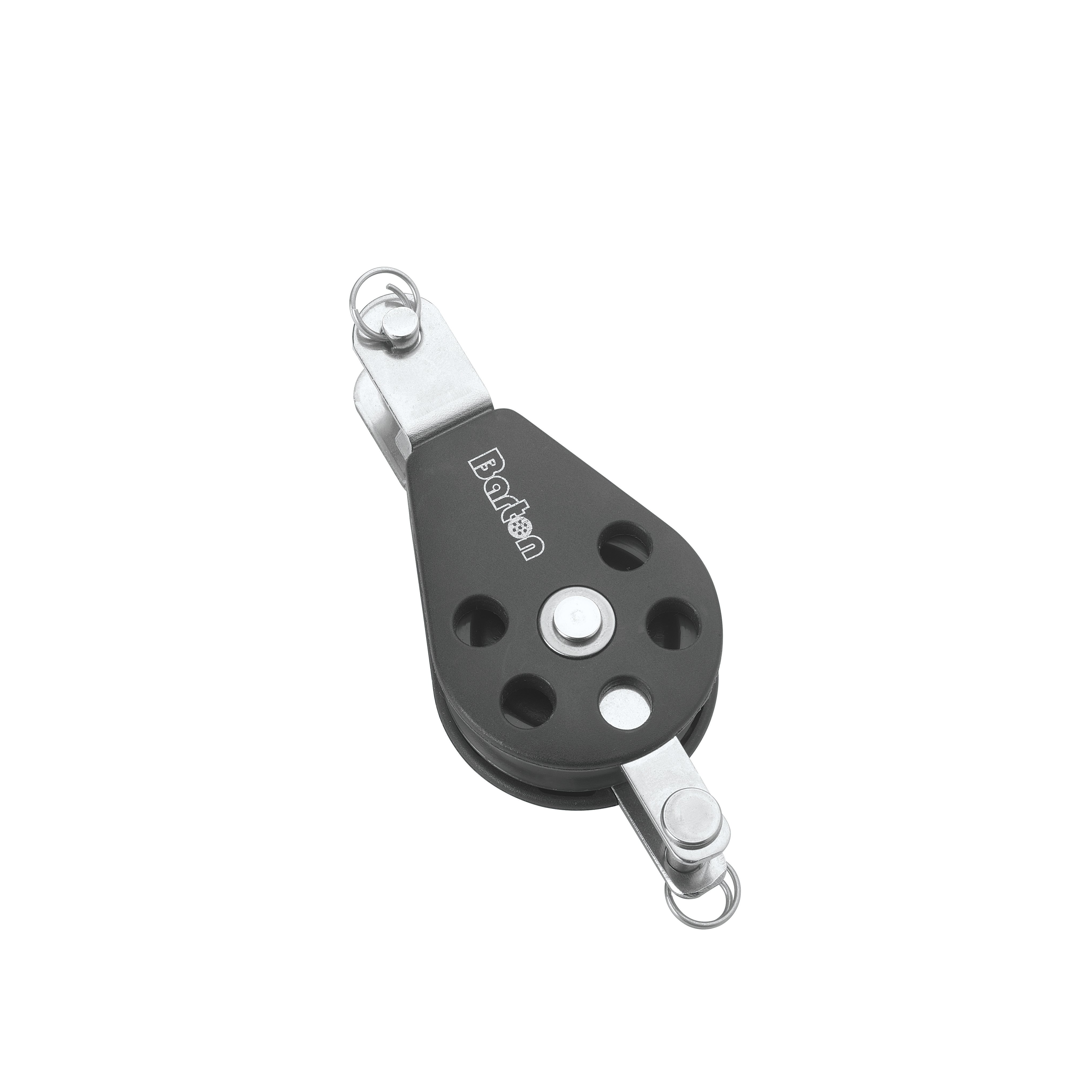 Barton Marine 45mm Plain Bearing Single Block w/Double Tang & Becket (10mm Line)