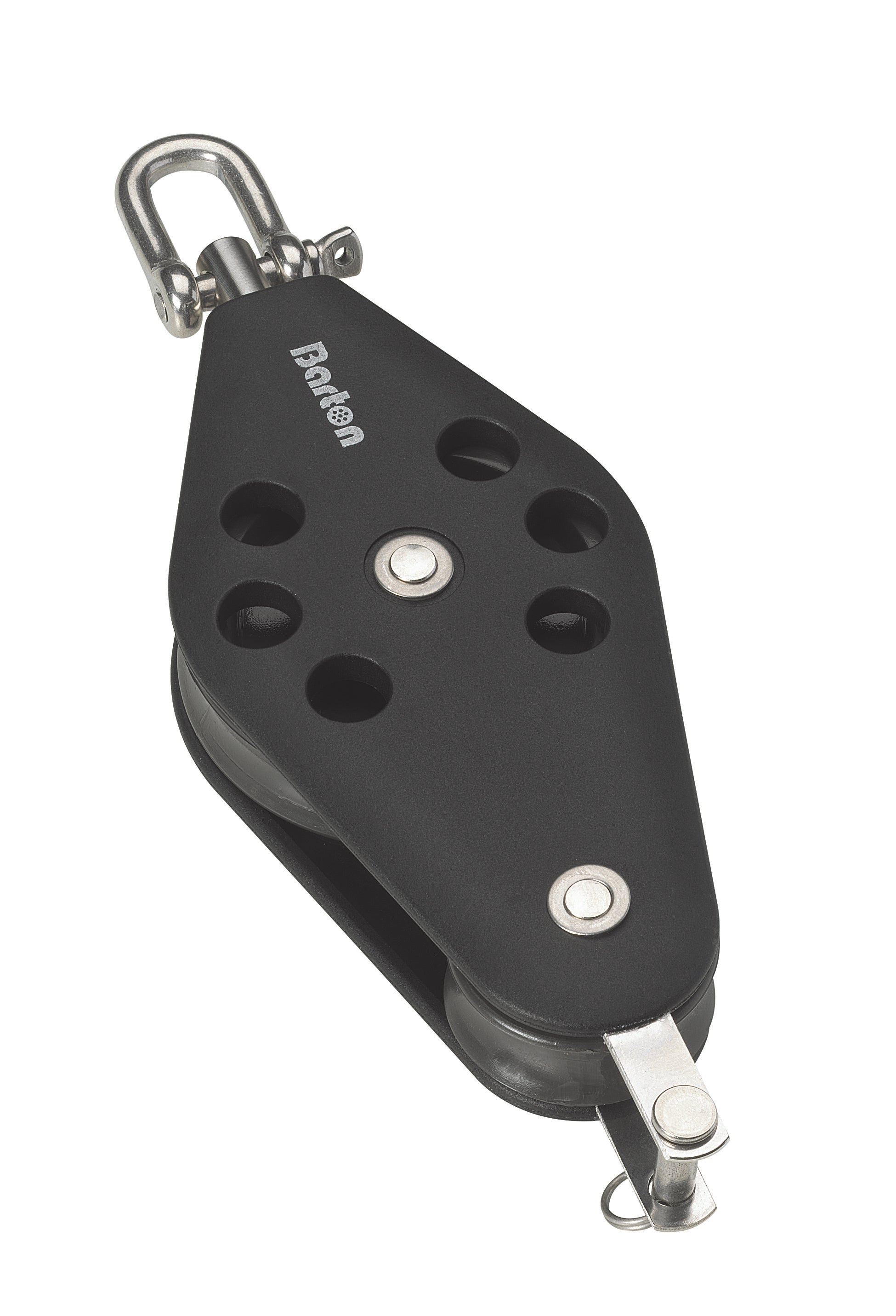 Barton Marine 45mm Plain Bearing Fiddle Ball Block w/Swivel & Becket (10mm Line)