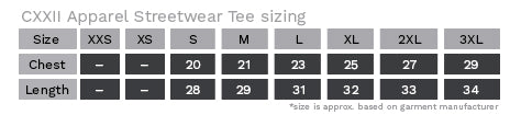 Streetwear Tee Sizing