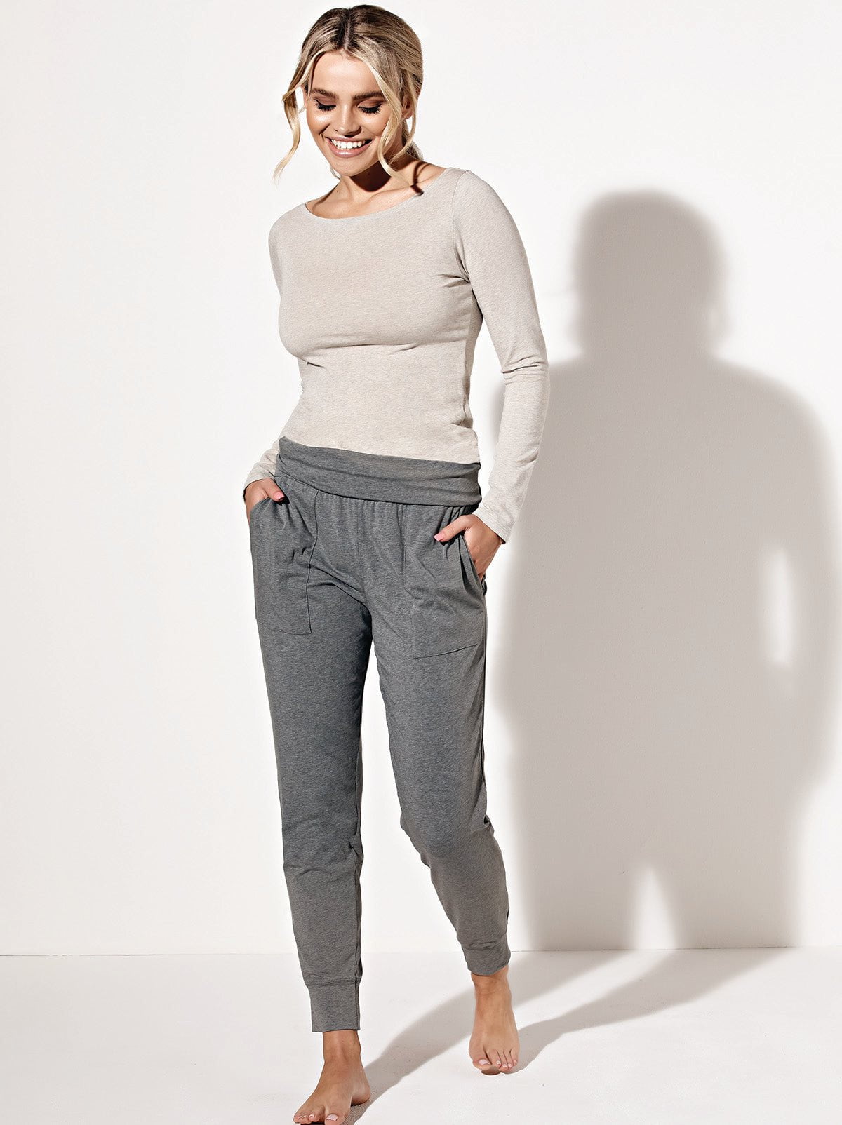 Image of Organic Cotton Stretch Fold-Waist Joggers