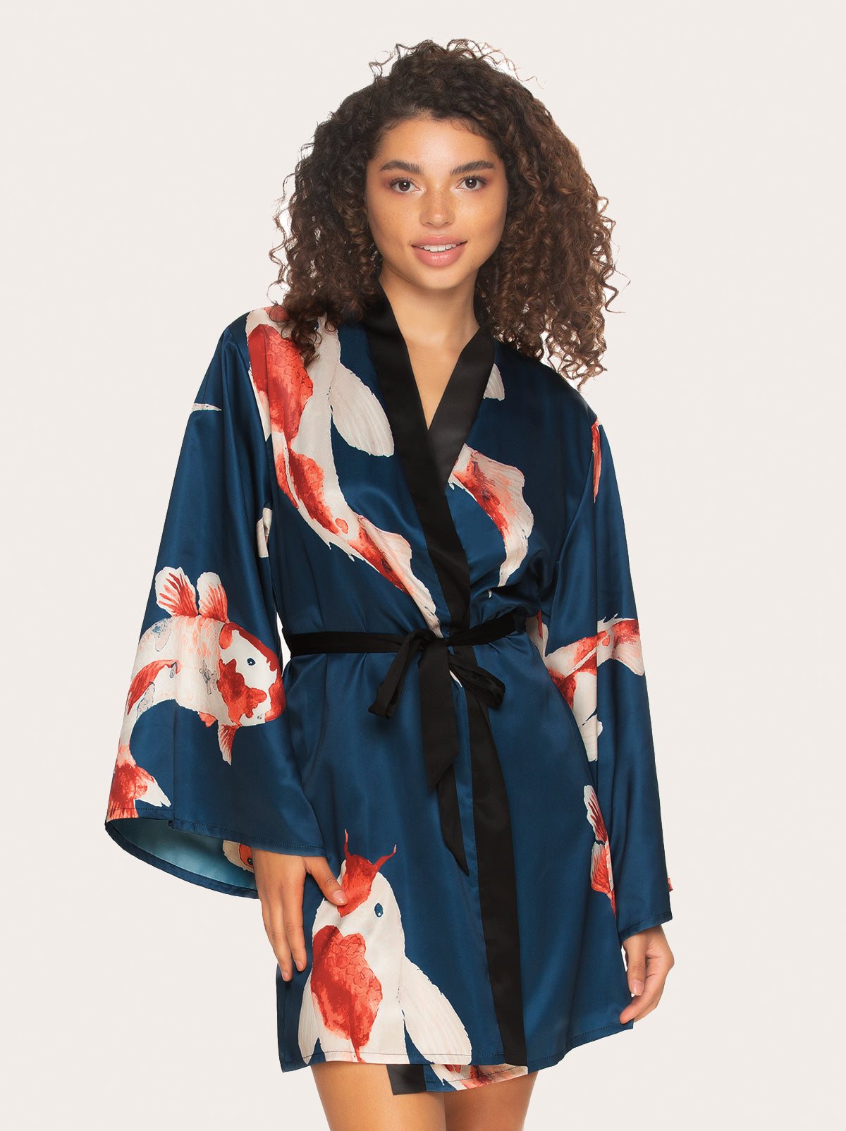 Image of Adrienne Printed Satin Kimono