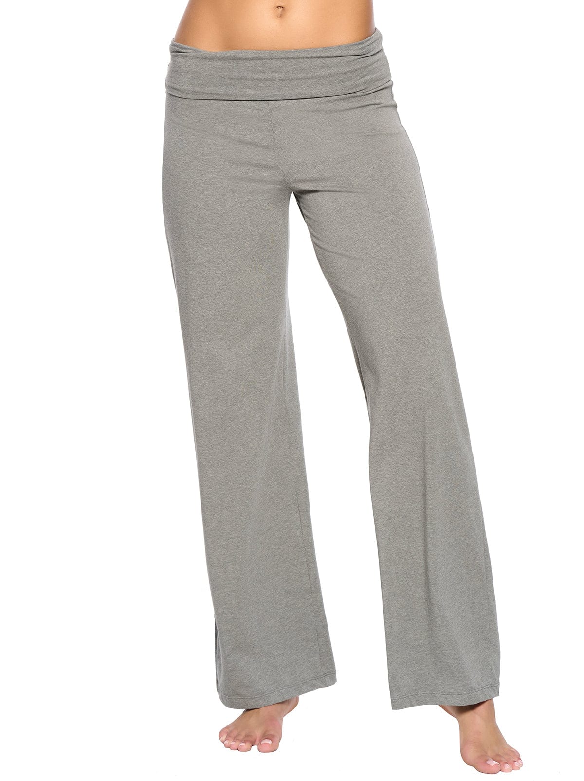 Image of Organic Cotton Stretch <br> Wide Leg Roll Over Pant