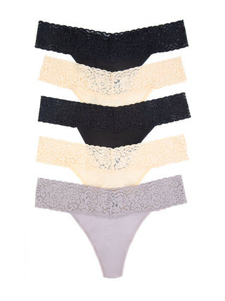 Rosalyn Black Lace Thong - sizes 4-16