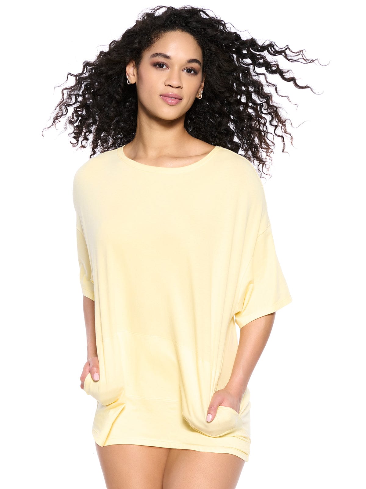 Image of Organic Cotton Stretch Sleep Tee w/ Front Pockets