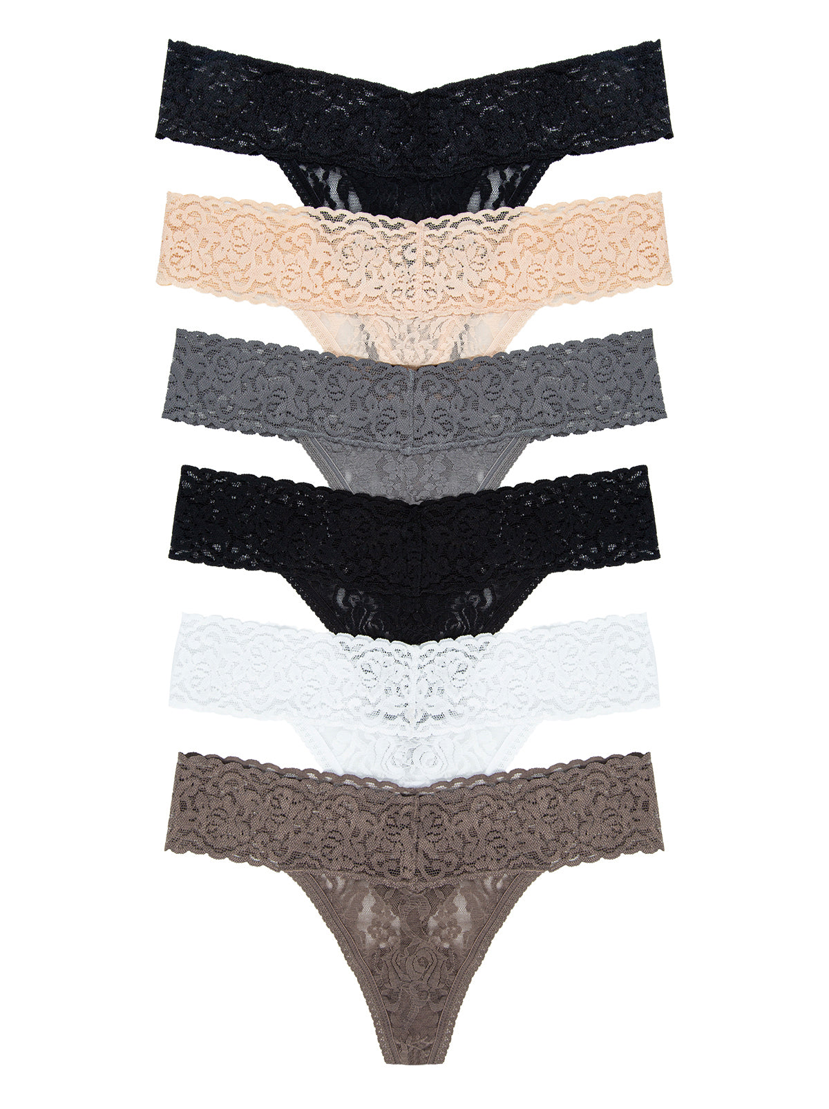 Image of Signature Stretchy Lace Low Rise Thong 6-Pack