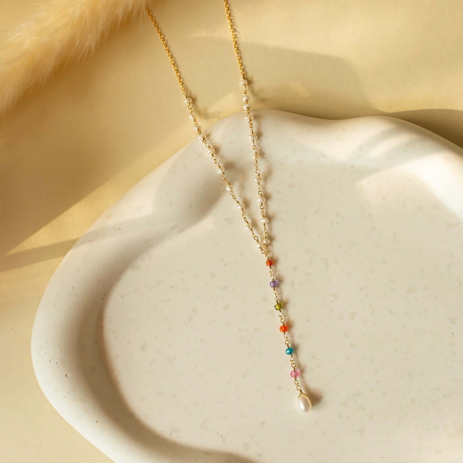 Handmade Royalcore Gemstone Pearl Necklace – Retro Fairy