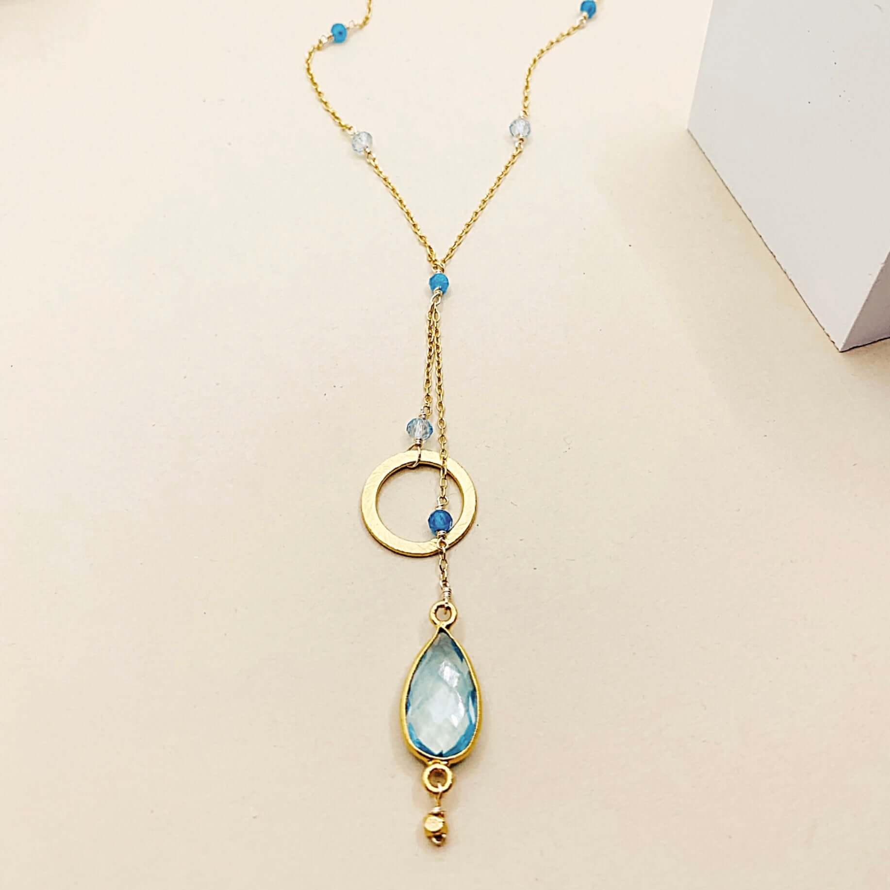 Gold Aquamarine Necklace for Women