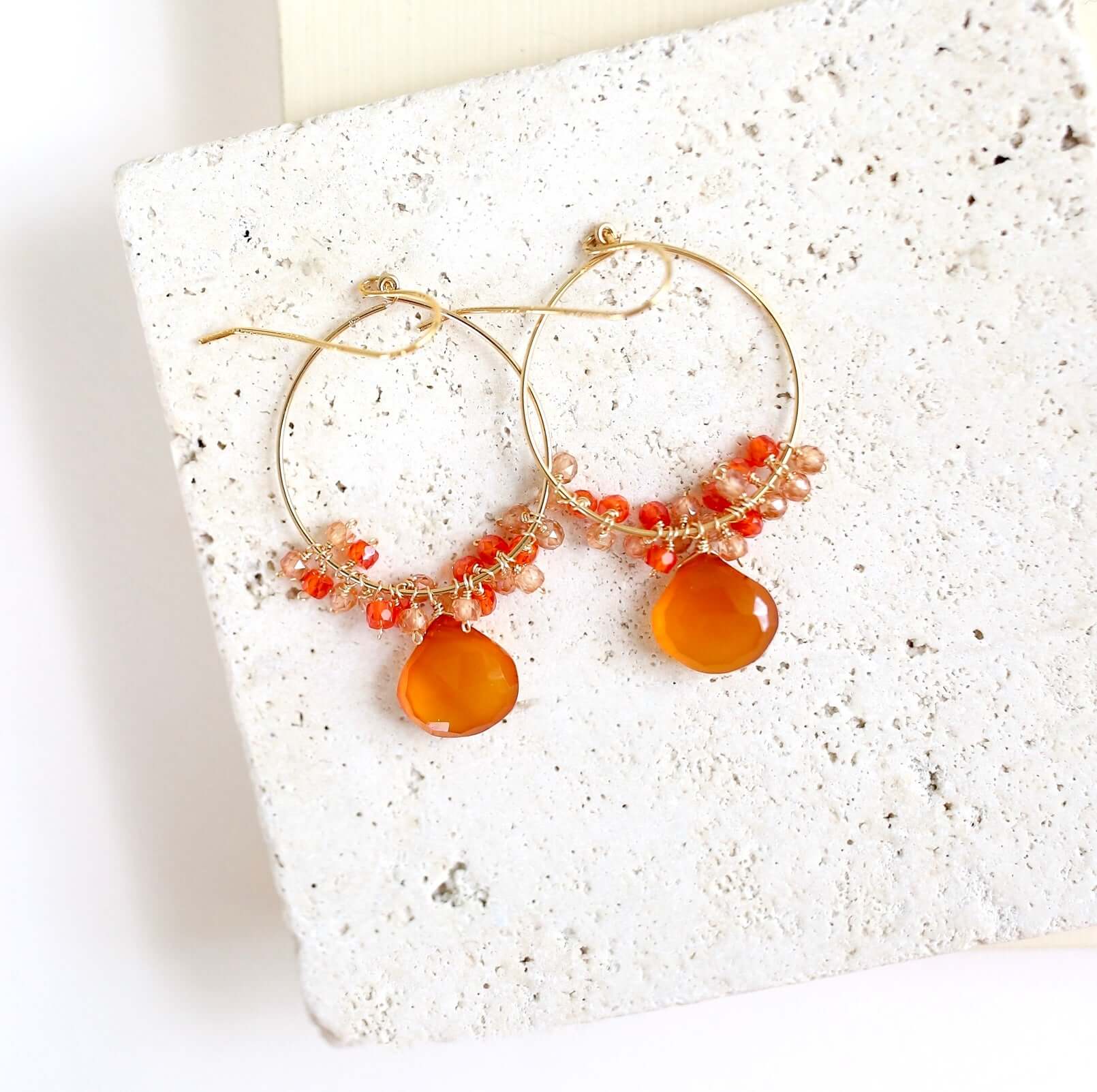 Fun Statement Orange and White Vintage Teardrop Shape Dangle Earrings –  jfybrand